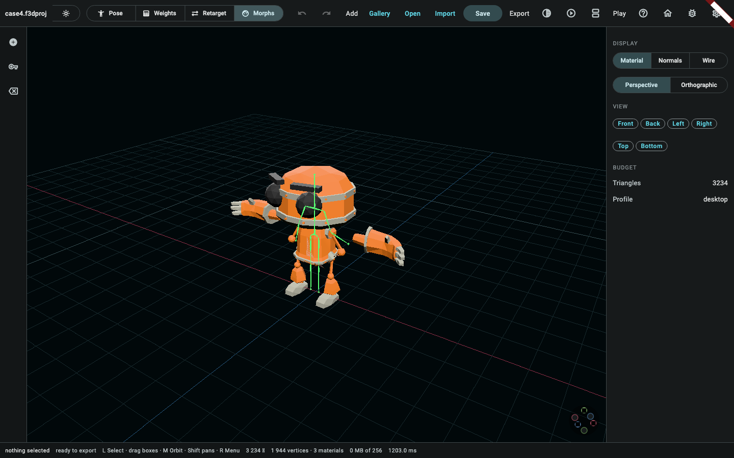 The morphs sub-mode: the shape list with its weights and the driver fields beside them.